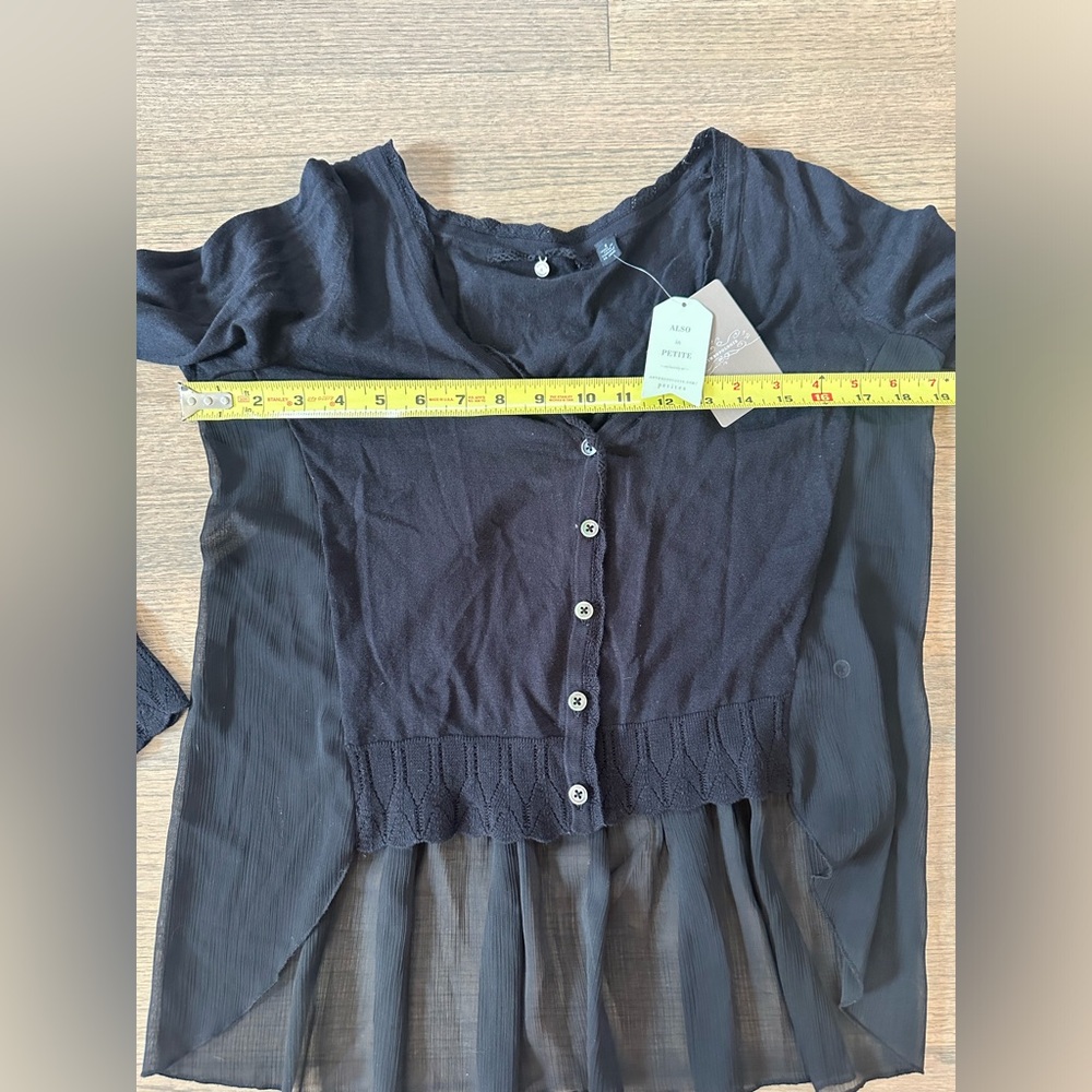 NEW Anthropologie Cardigan-Size Small-Black-Sheer Sides and Lower Back - Picture 10 of 10